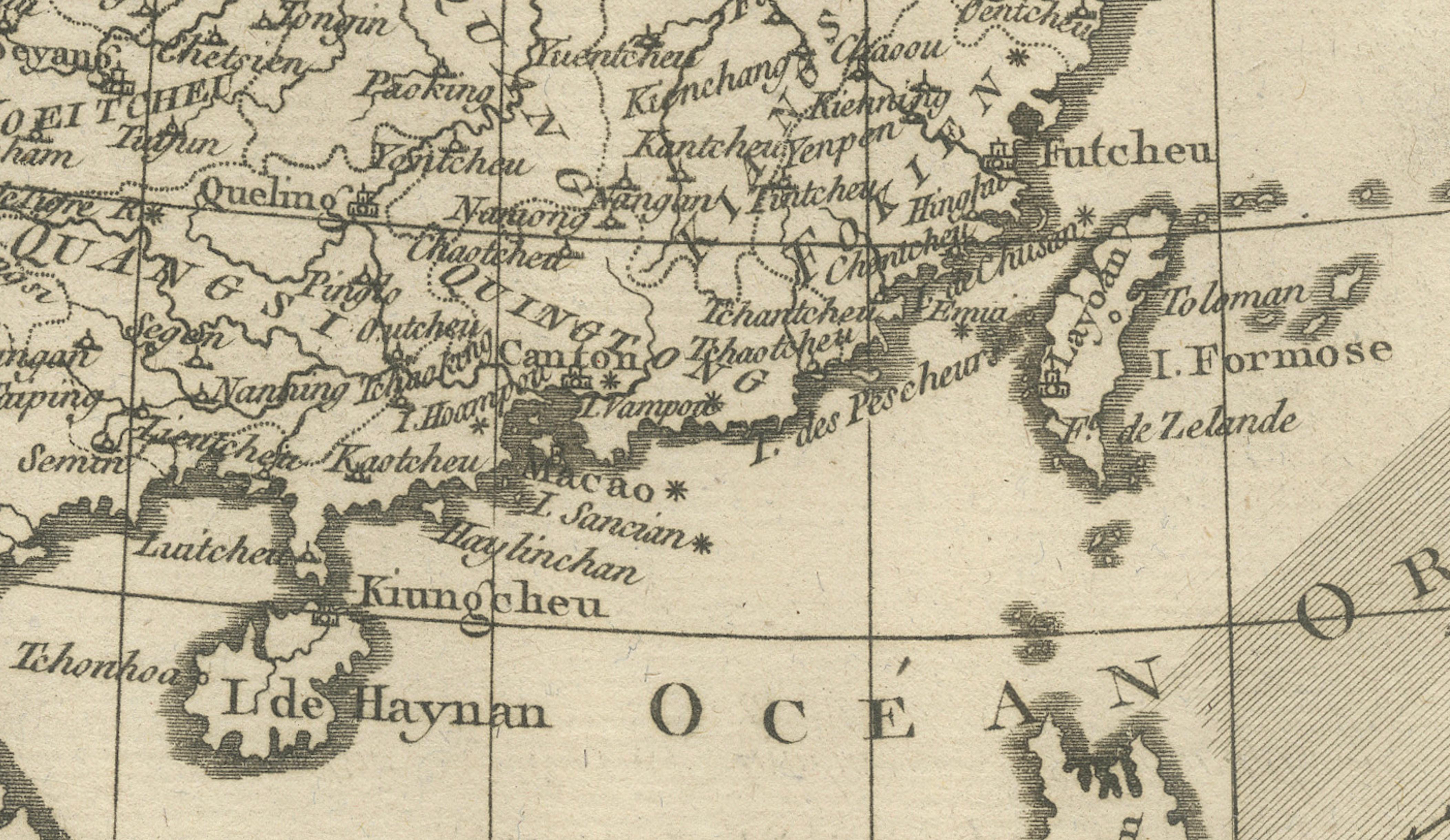 China, Korea & Japan – Antique East Asia Map, Bonne c1780