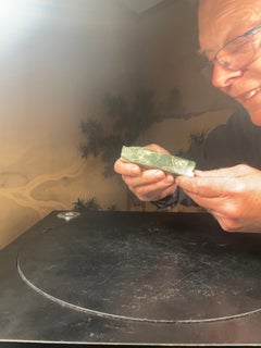 China Large Jade Pendant Pig with Deep Green Colors