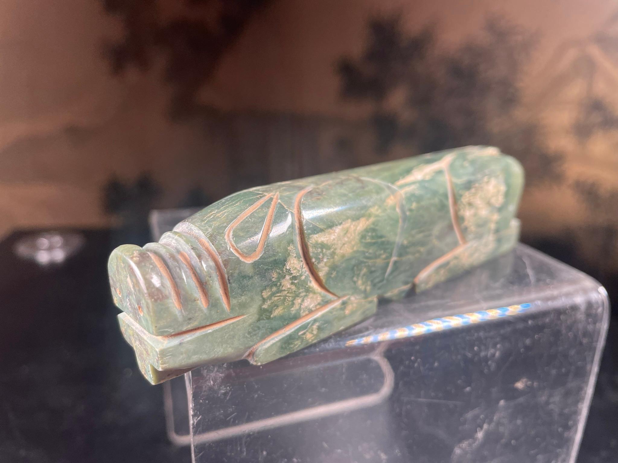 Chinese China Large Jade Pendant Pig with Deep Green Colors For Sale