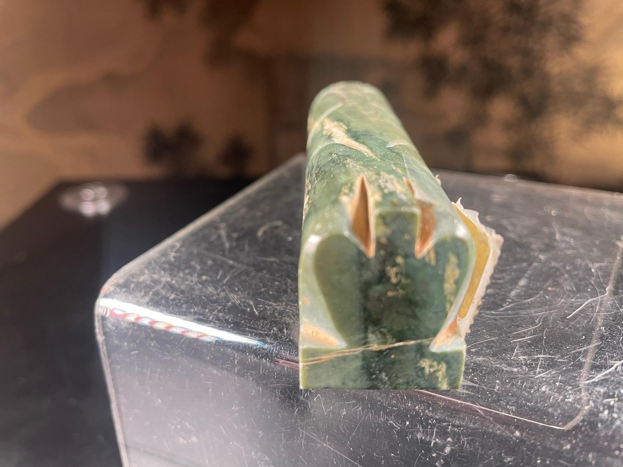 China Large Jade Pendant Pig with Deep Green Colors In Good Condition For Sale In South Burlington, VT