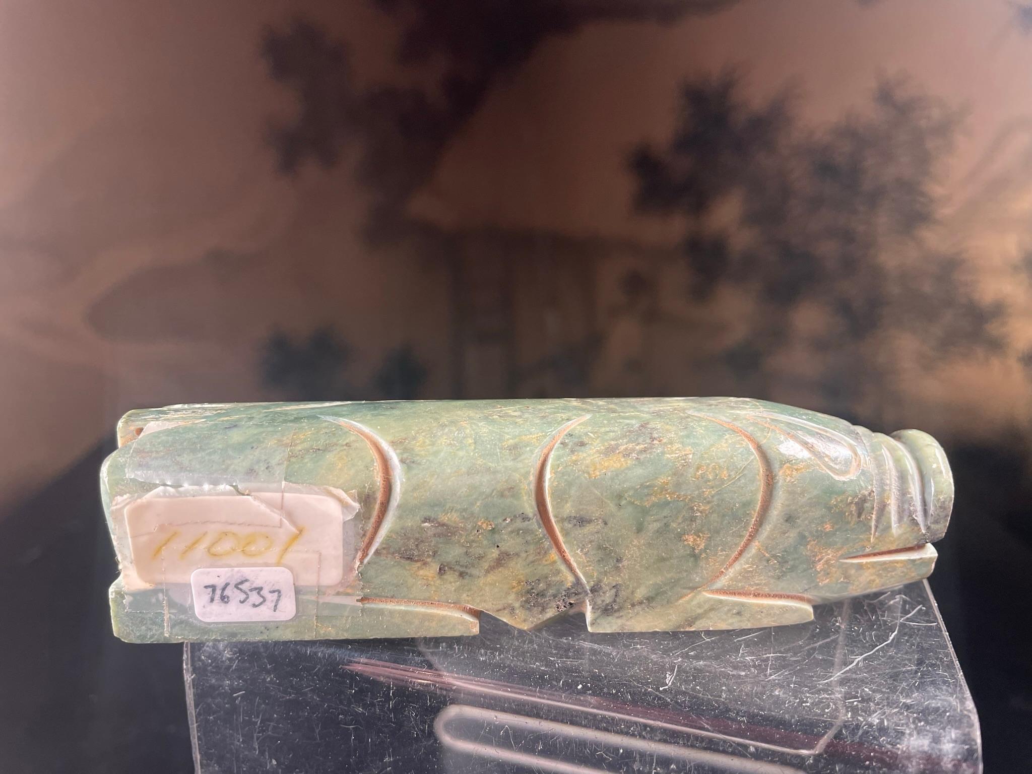 China Large Jade Pendant Pig with Deep Green Colors 1
