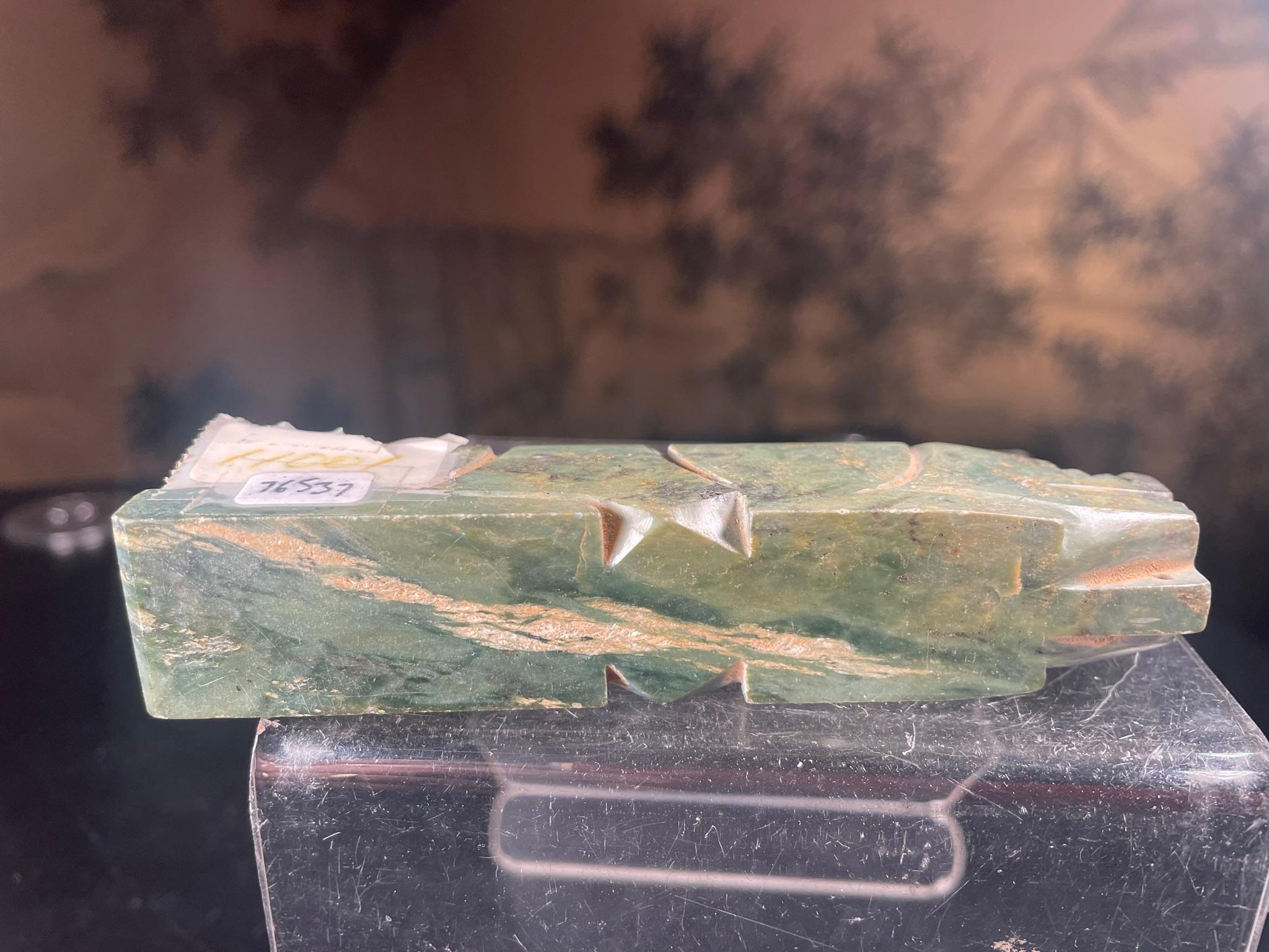 China Large Jade Pendant Pig with Deep Green Colors 2