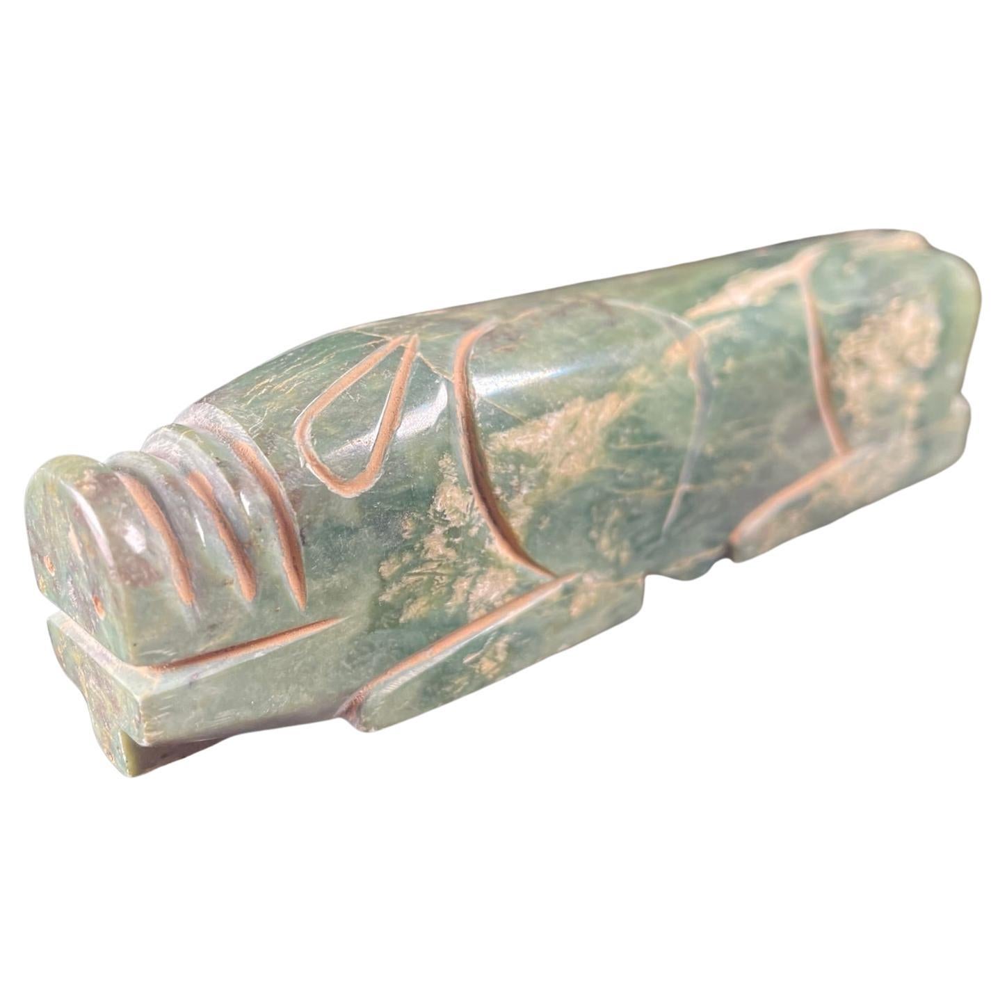 China Large Jade Pendant Pig with Deep Green Colors For Sale