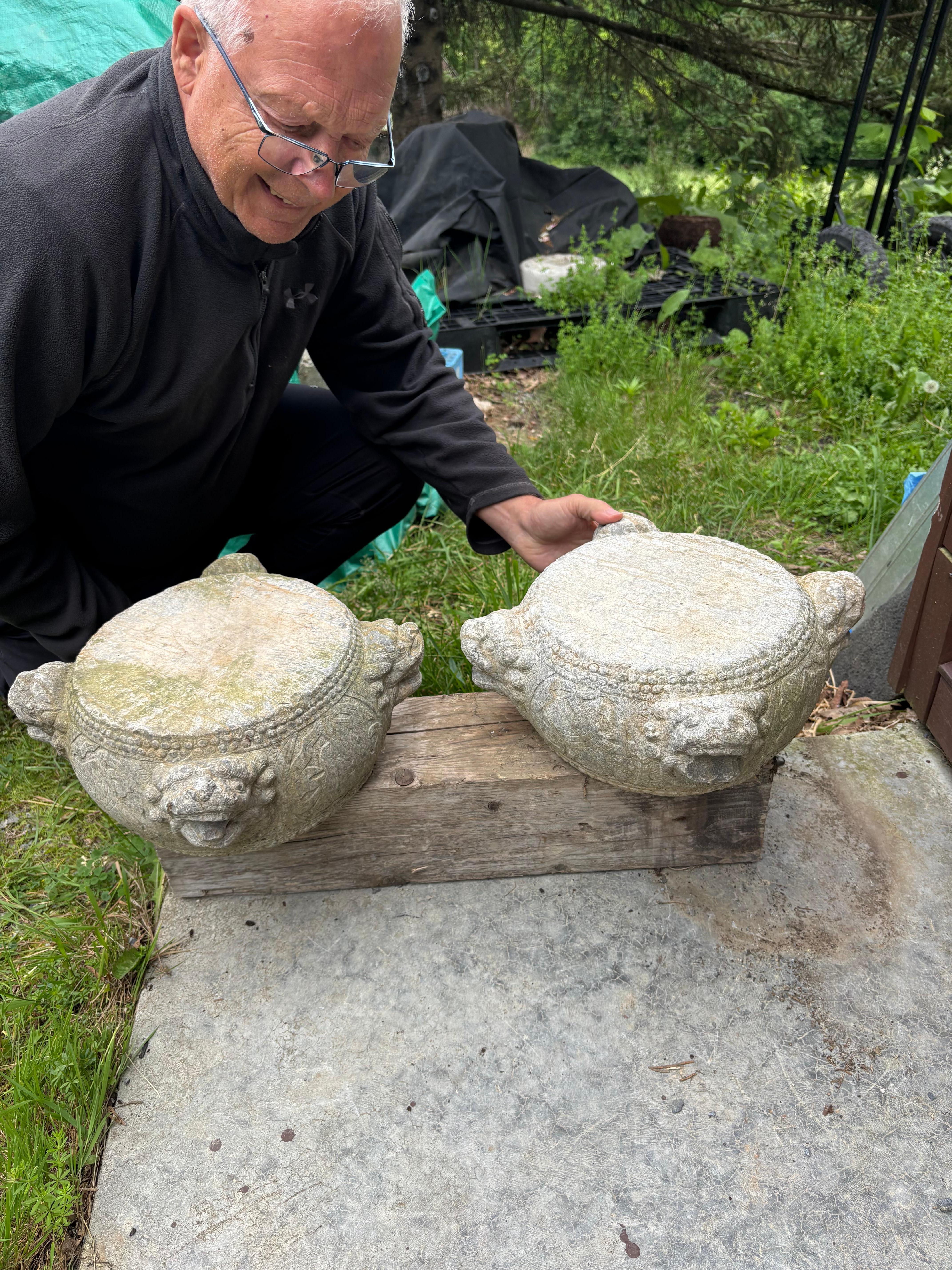 Hard to Find Pair (2) Display Pedestals from the 19th Century

Please view our video.

From China's Qing dynasty (1644-1912) a hard to find pair (2) of  limestone  carved pedestals - perfect for displaying your indoor or outdoor favorite pots of