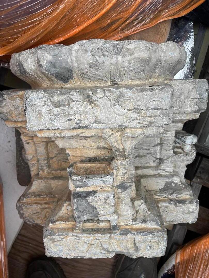 China Pair Antique Hand Carved Stone Pedestals 19th Century 11