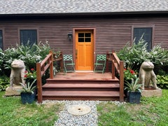 China Pair Monumental Antique Stone Spirit Pathway Tigers, Qing period 1750-1850