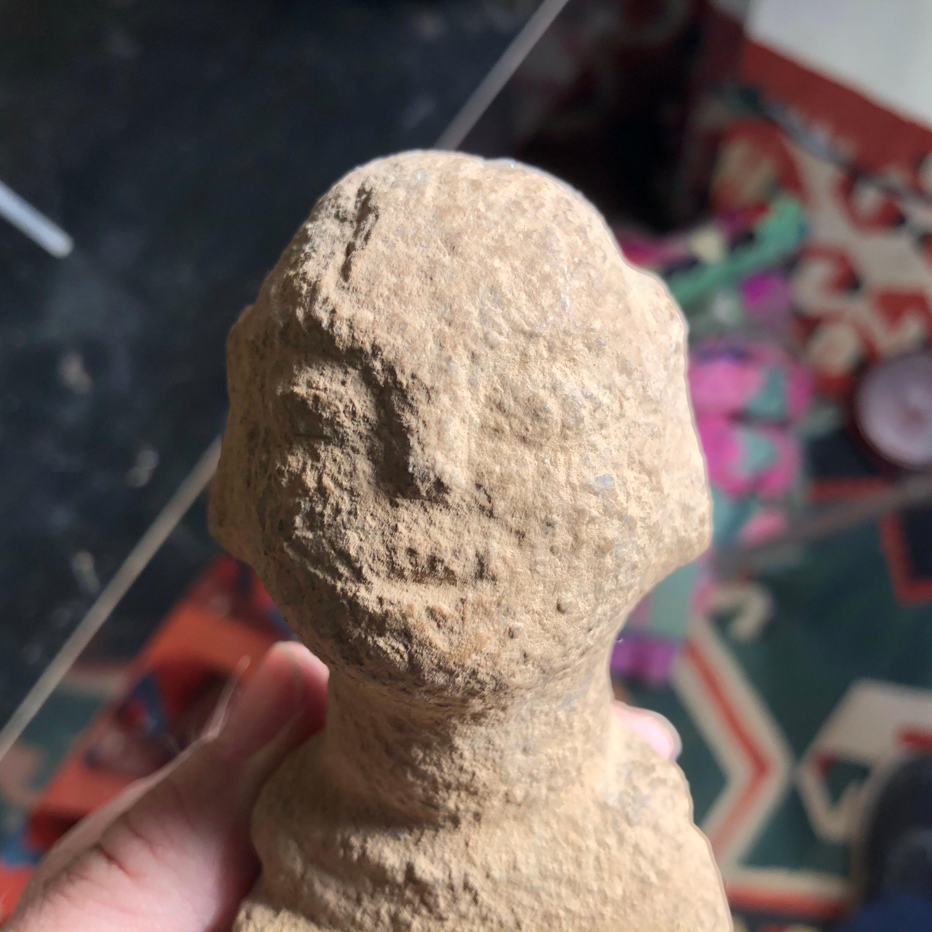 China Pair of Small Hand Carved Stone 