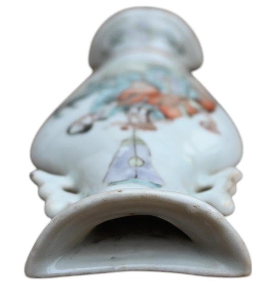 Chinese China - Polychrome Porcelain Bouquet Holder, Canton Famille Rose , 19th Century. For Sale