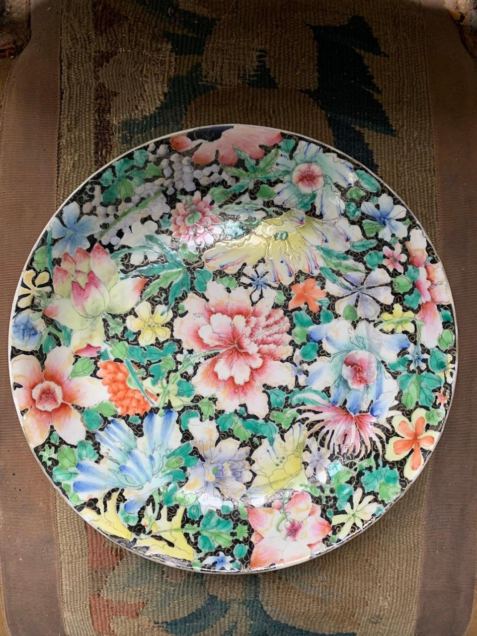 Chinese China Porcelain Plate Millefleurs 19th Century For Sale