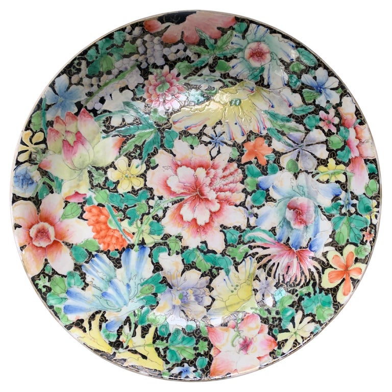 China Porcelain Plate Millefleurs 19th Century For Sale at 1stDibs