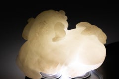 China Qing Dynasty 18th Century Reclining Foo Dog Carved in White Nephrite Jade