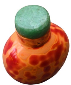 China, Realgar Glass Snuff Bottle, Jade Stopper, 19th century
