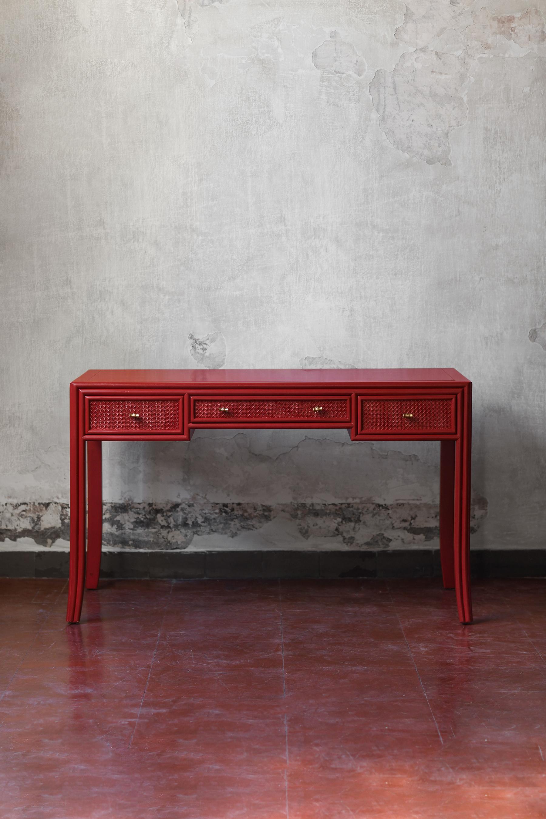 China red lacquered desk, Elinor and John McGuire for Lyda Levi In Good Condition In Roma, RM