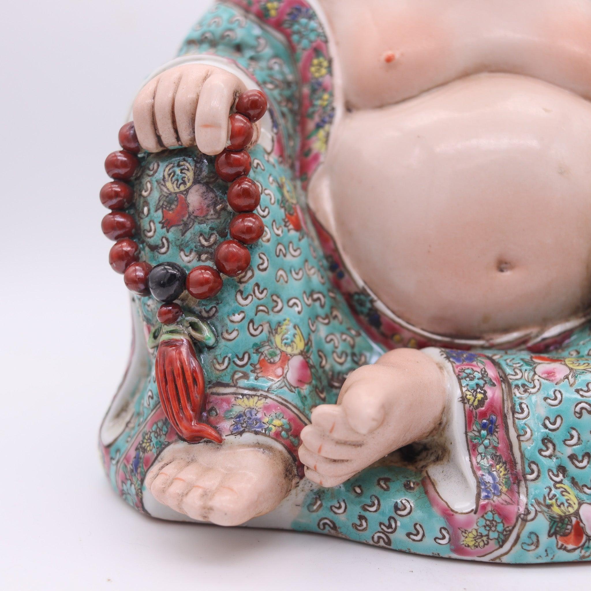Exportation chinoise Statue de Bouddha du 20e siècle en porcelaine Zeng longue marque de griffe République chinoise en vente