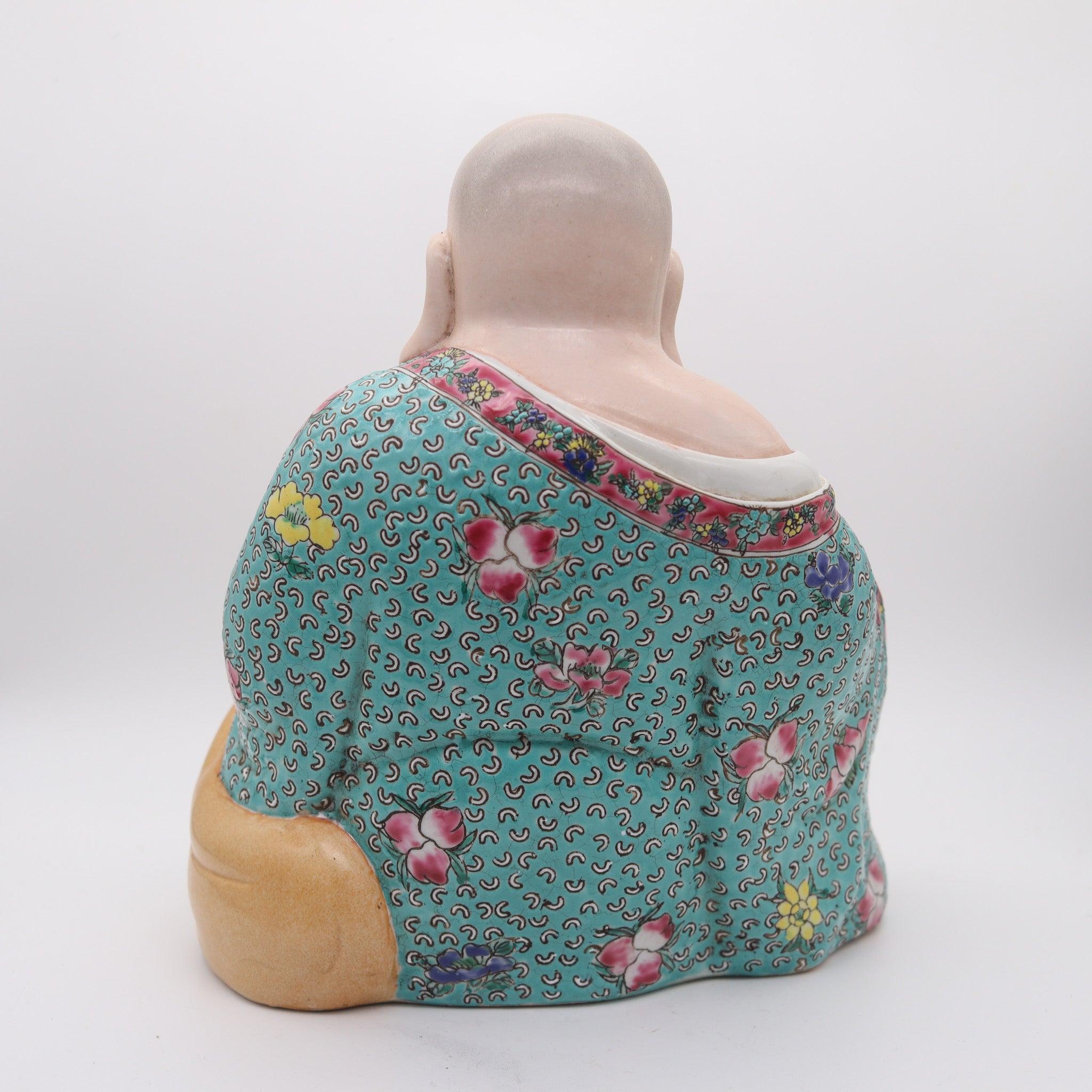 Émaillé Statue de Bouddha du 20e siècle en porcelaine Zeng longue marque de griffe République chinoise en vente