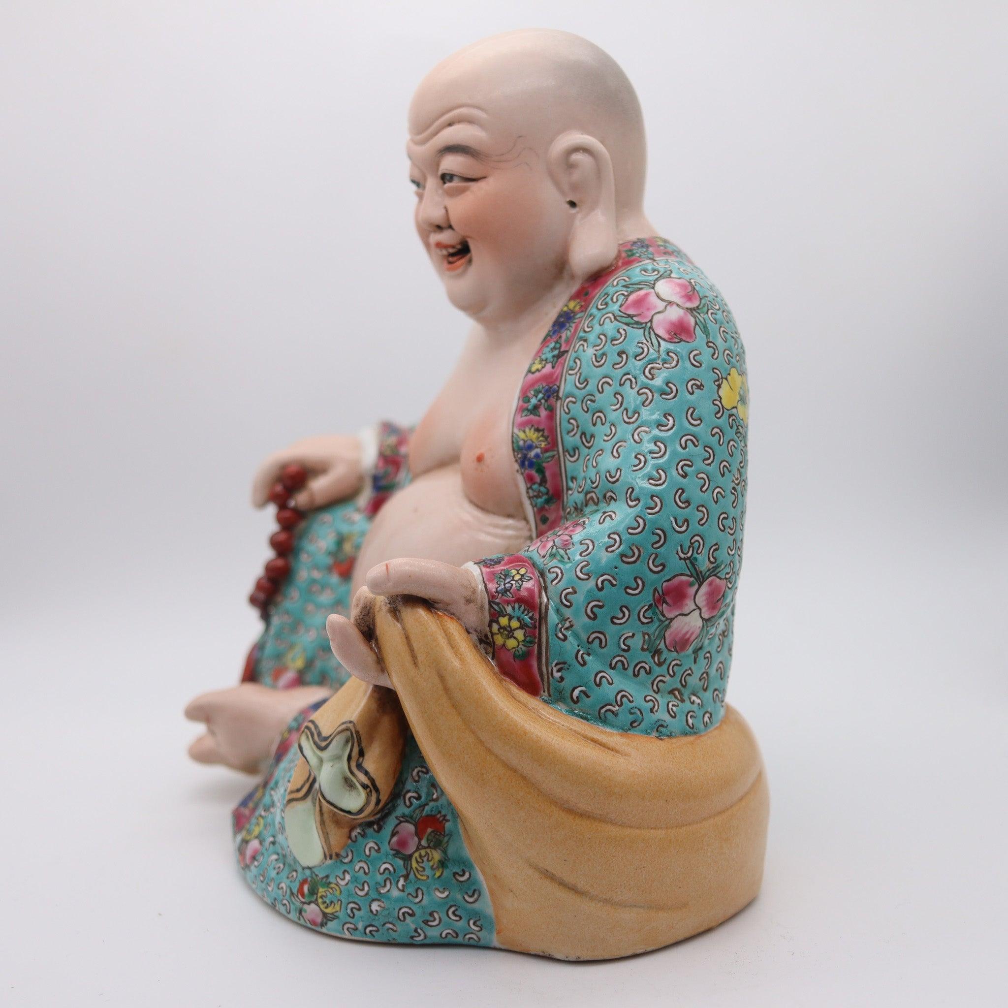 Statue de Bouddha du 20e siècle en porcelaine Zeng longue marque de griffe République chinoise Excellent état - En vente à Miami, FL