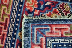 China - Rug - carpet - Hand Knotted Wool Red, Blue and White 68 x 68 cm