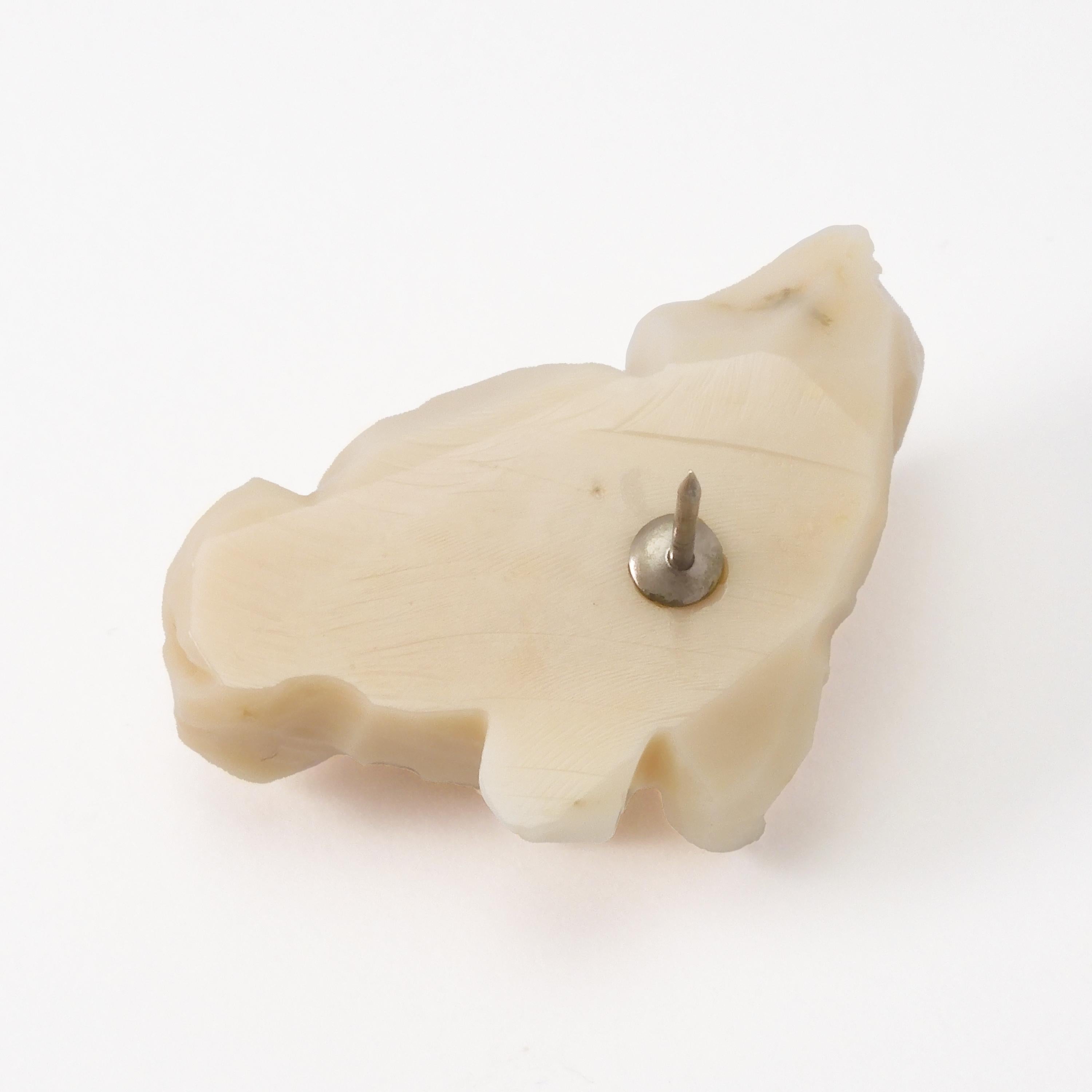 China Sea Off-White Coral Bull or Cow Head Pin Brooch For Sale 1