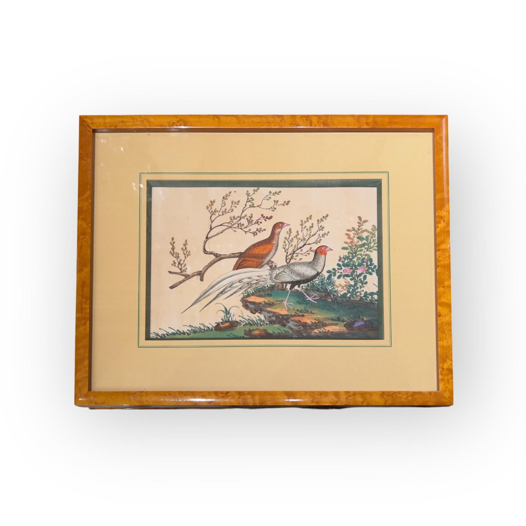 Set of Six Chinese export birds Paintings on Pith Paper, 19th Century

A refined series of six Chinese export paintings depicting birds amidst delicate floral compositions. Executed with mineral pigments on pith paper, a traditional support often