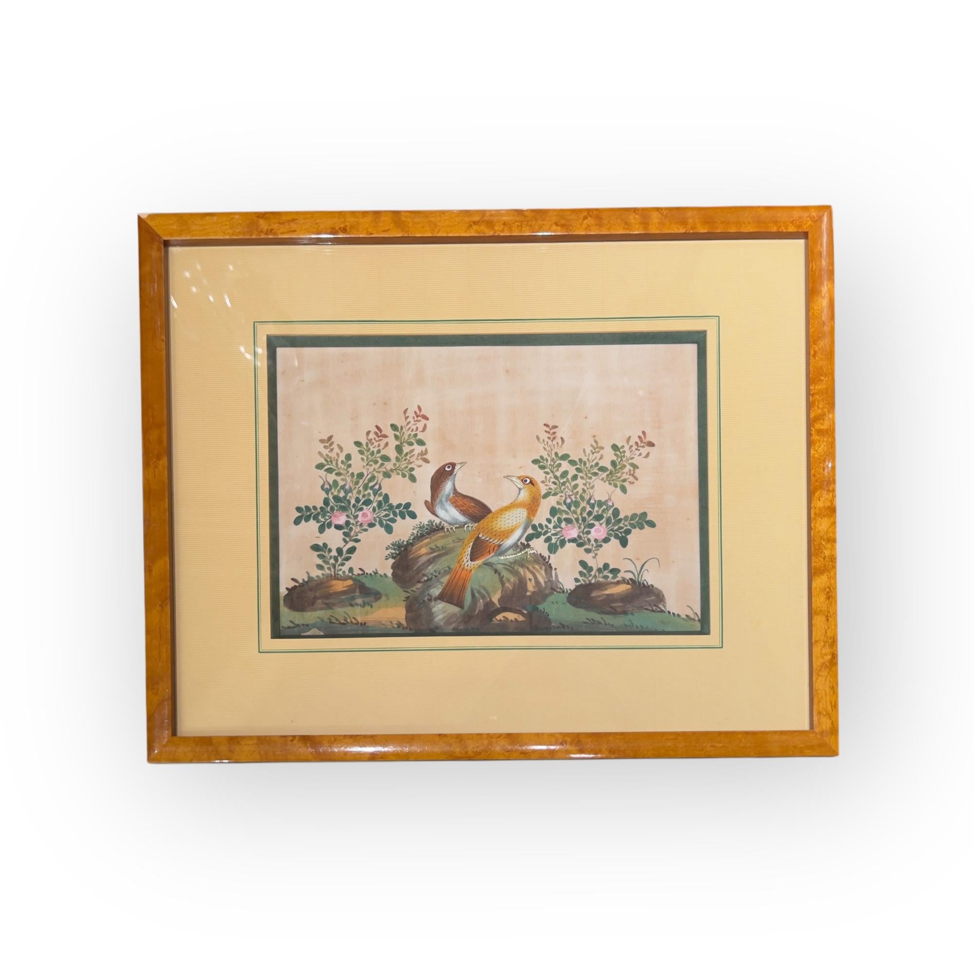 China, Set of Six Chinese Export Birds Paintings on Pith Paper, 19th Century For Sale 1
