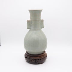 CHINA Song Dynasty 960 AD Celadon Glazed Vase With Cylinder Handles