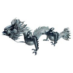 China Stunning Large Antique Bronze 47" Dragon , Qing Dynasty 1900