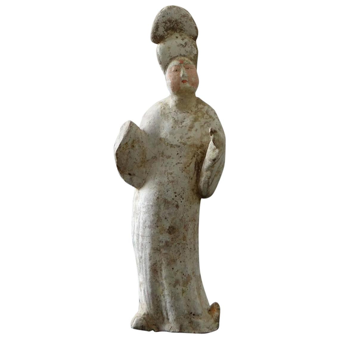 China, Tang Dynasty 618-917, Terracotta Statuette of a Lady of Court Fat Lady For Sale