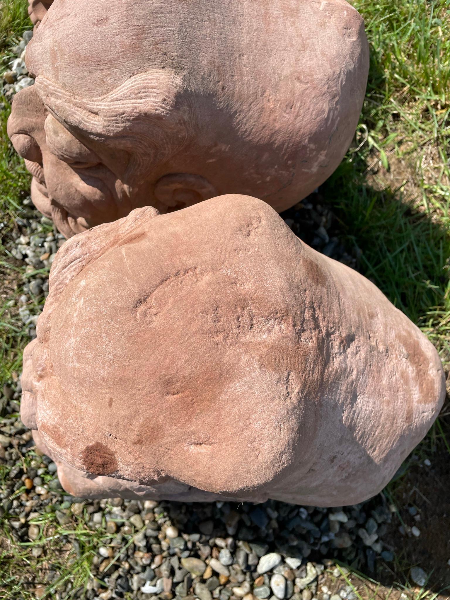 China Three Antique Fantastic Stone Garden Monks For Sale 4