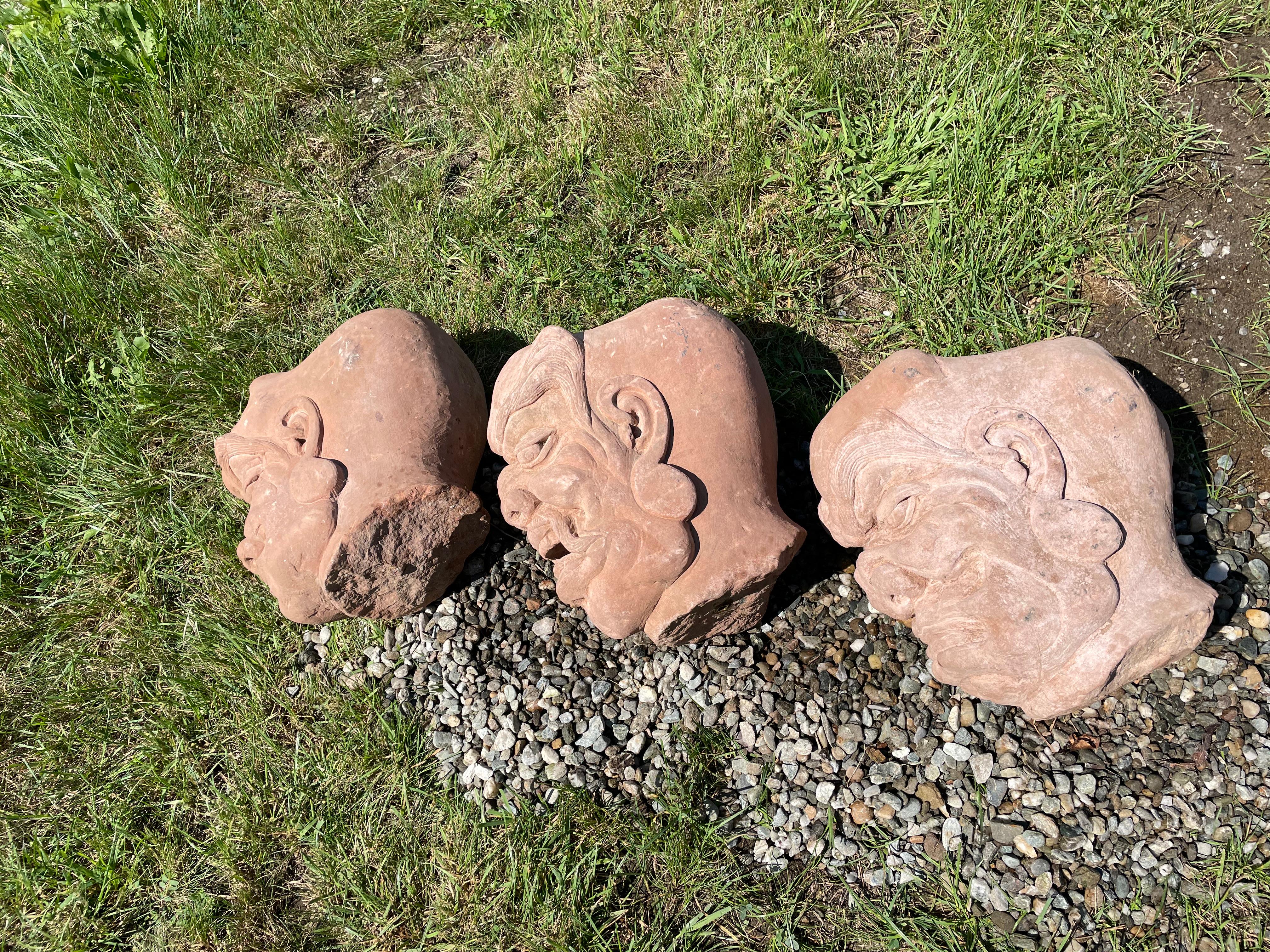 China Three Antique Fantastic Stone Garden Monks For Sale 6