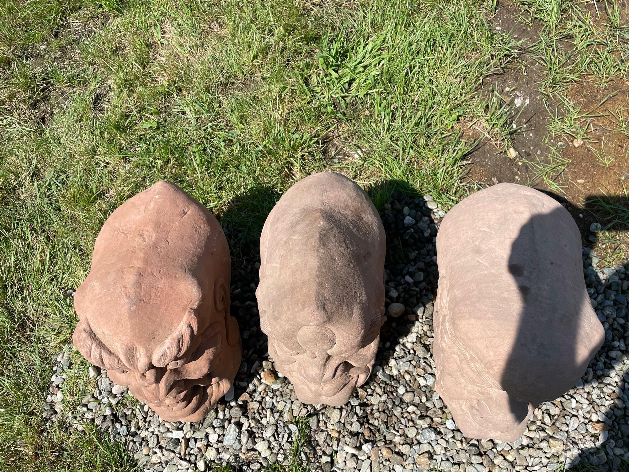 China Three Antique Fantastic Stone Garden Monks For Sale 8