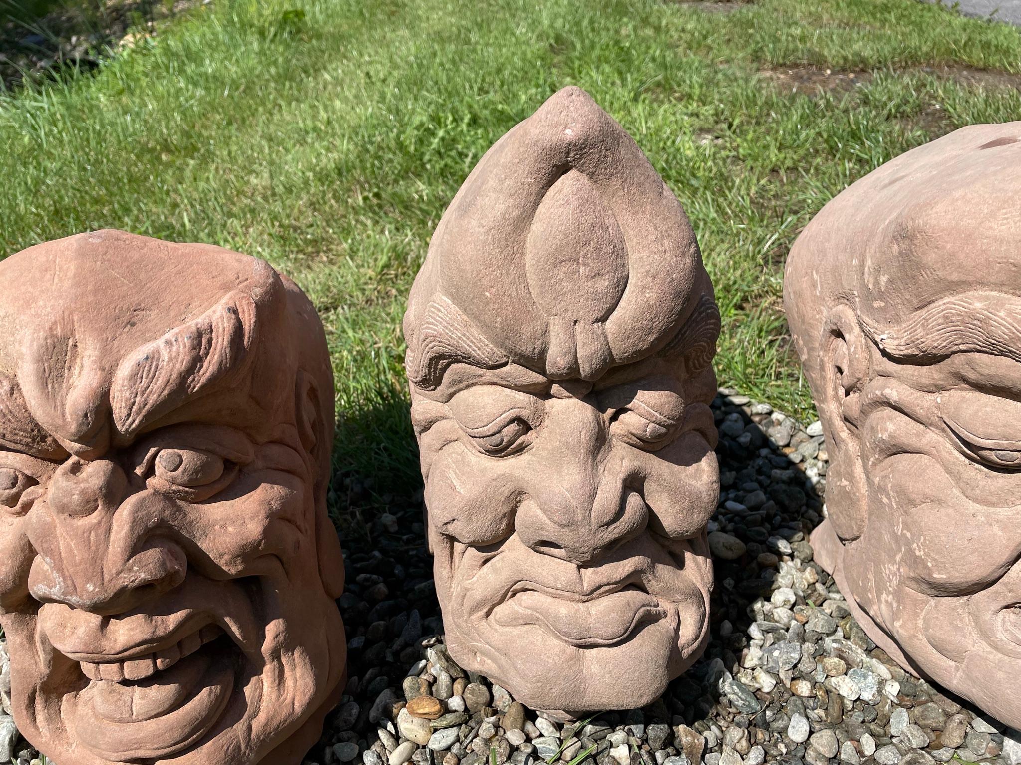 China Three Antique Fantastic Stone Garden Monks In Good Condition For Sale In South Burlington, VT