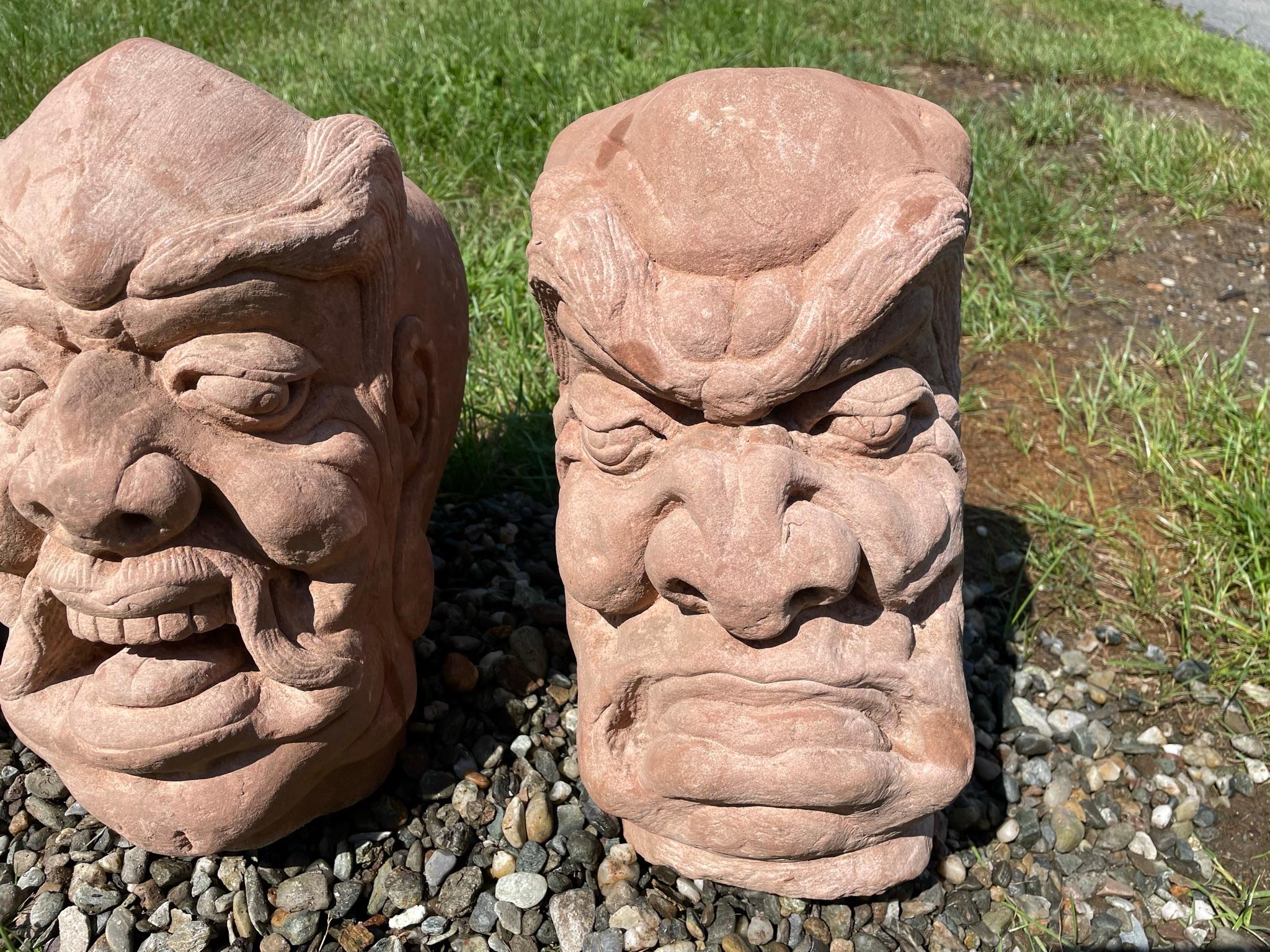 20th Century China Three Antique Fantastic Stone Garden Monks For Sale