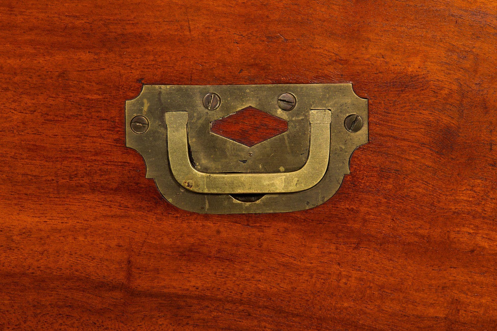 China Trade Camphor Brass-Mounted British Campaign Chest ca. 1840 For Sale 9