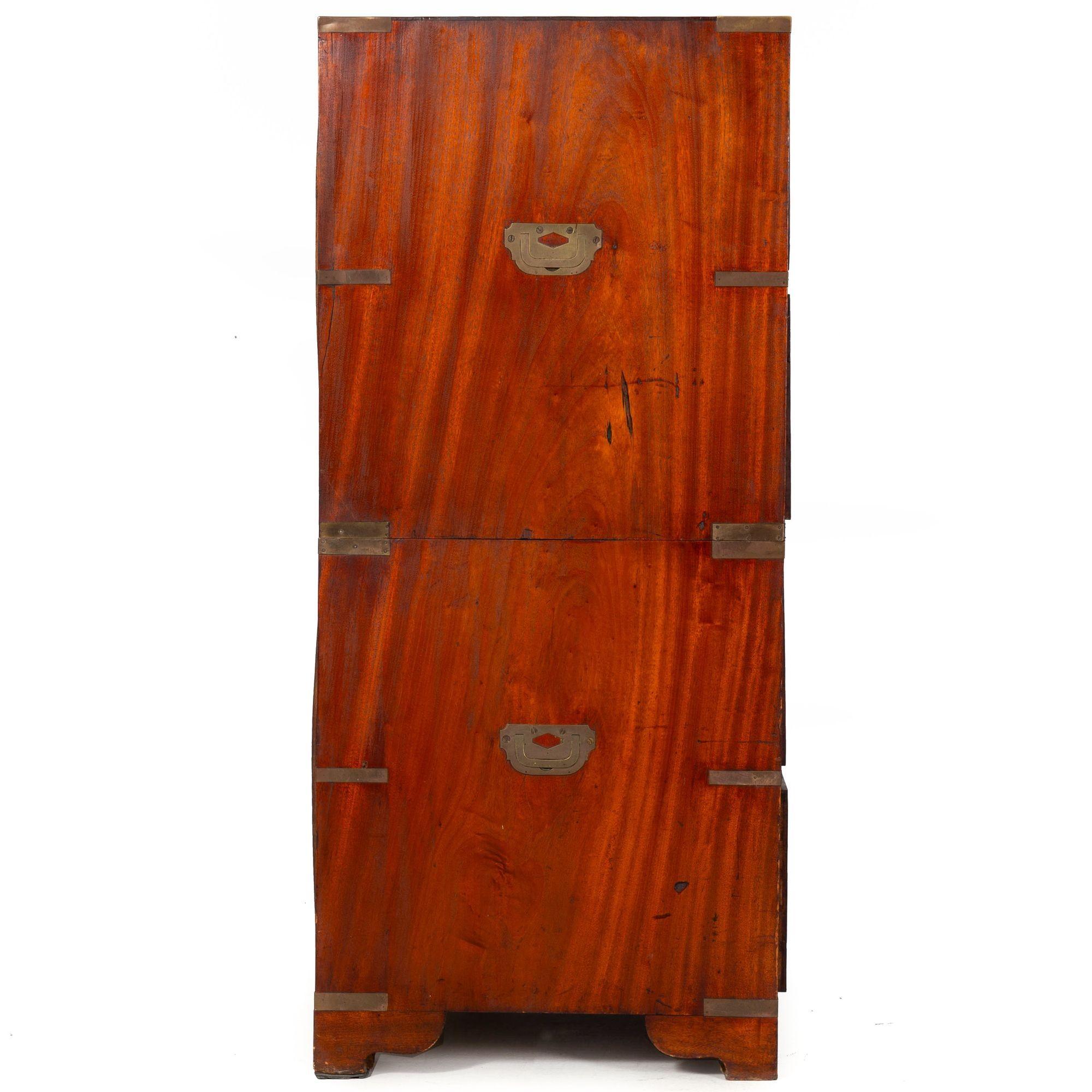 19th Century China Trade Camphor Brass-Mounted British Campaign Chest ca. 1840 For Sale