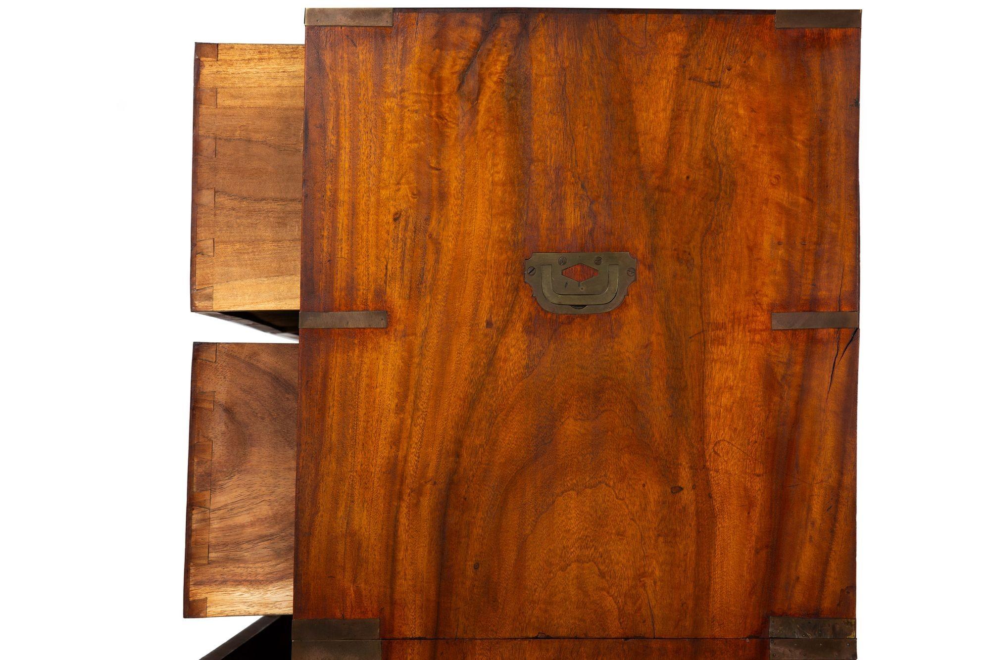 China Trade Camphor Brass-Mounted British Campaign Chest ca. 1840 For Sale 4