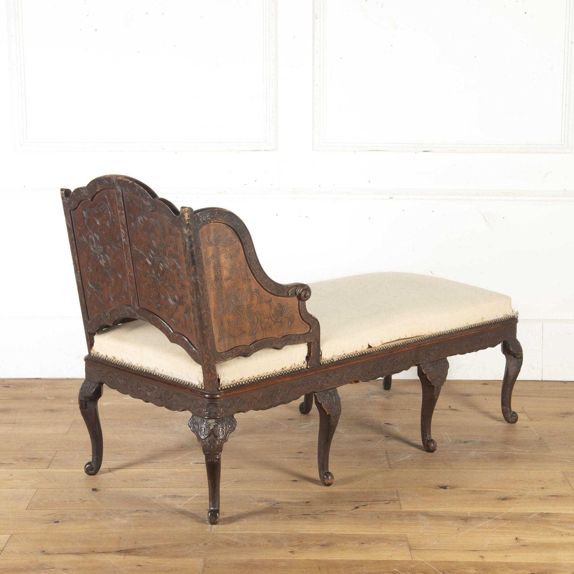 Letto da giorno intagliato China Trade in vendita 5