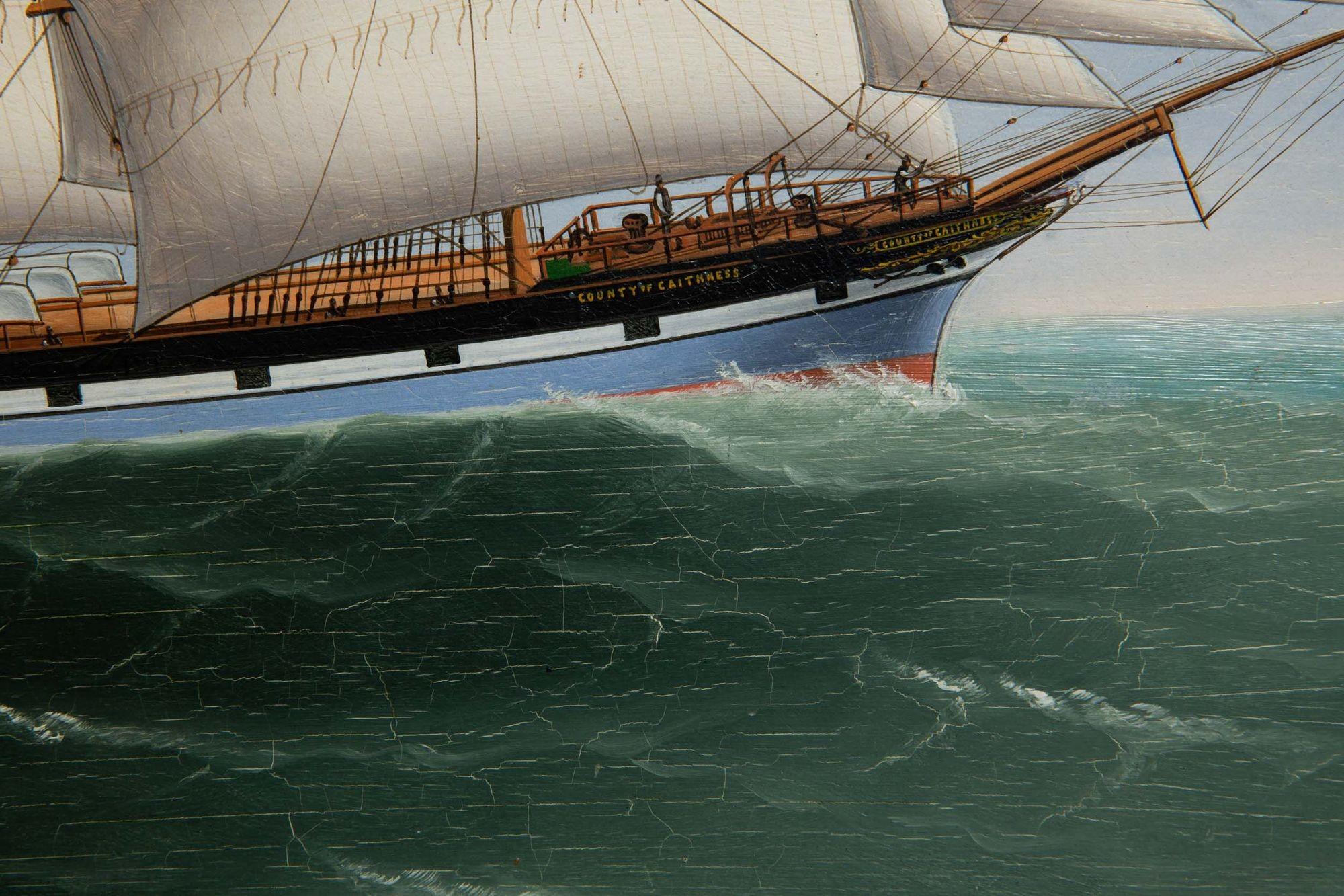 China Trade Nautical Seascape of Ship “County of Caithness” (1897) by Lai Fong For Sale 8