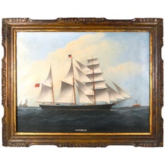 Antique China Trade Painting of the Scottish Schooner, The Lochbulig, circa 1875