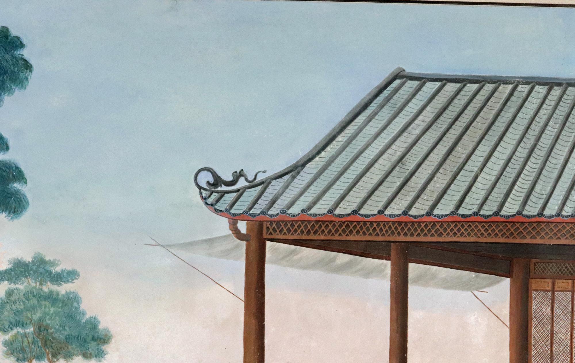 China Trade Painting on Paper depicting Feeding of Silkworms For Sale 1