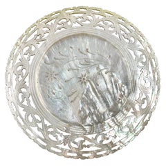   Reticulated and Carved Mother of Pearl Caviar Dish-China Trade Period 