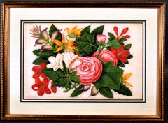 Ensemble de six peintures de natures mortes de fruits et de fleurs de Sunqua (Chine)