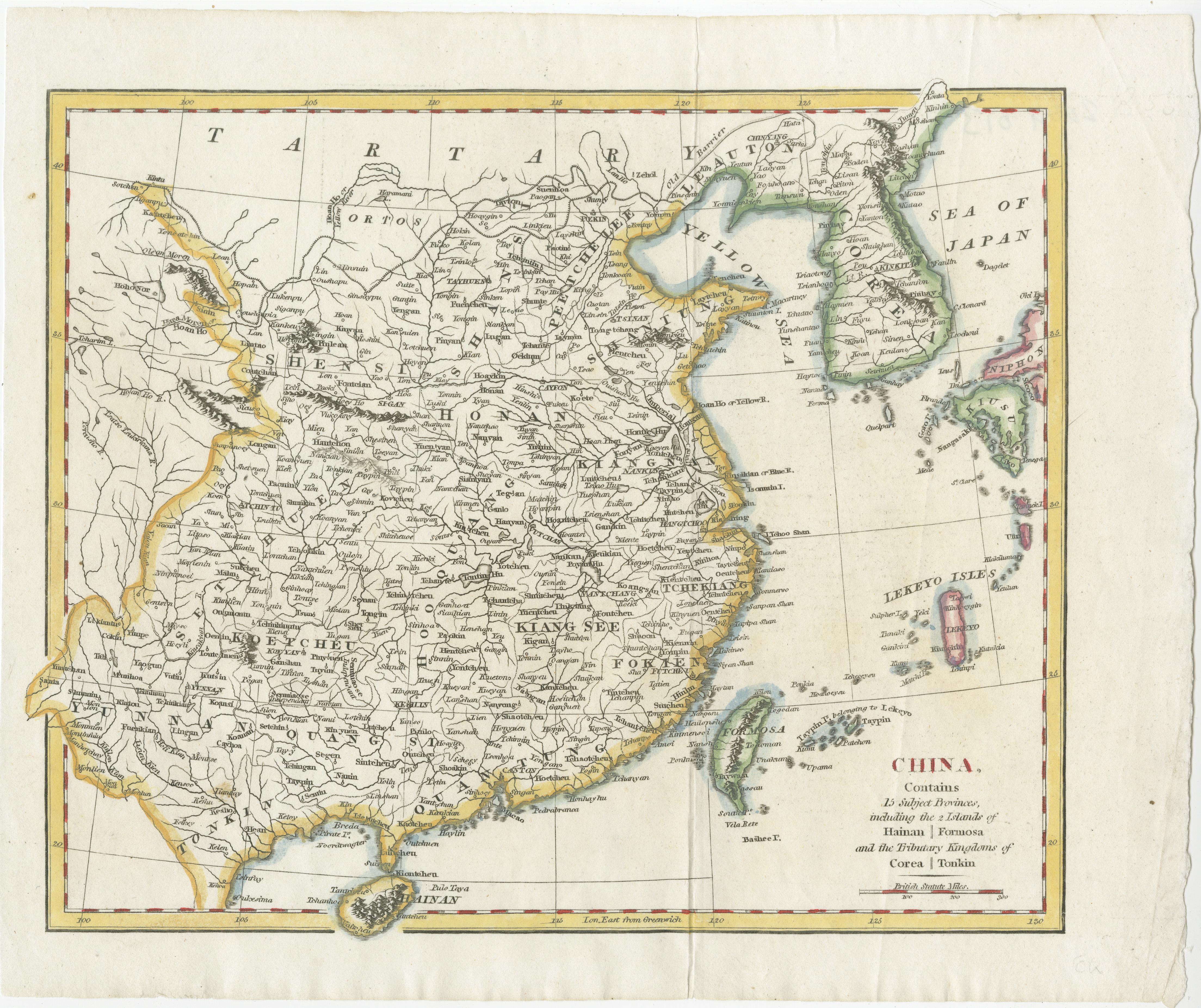 Chinesische China mit Hainan und Formosa-Inseln und den Königreichen Corea und Tonkin, 1802 (Frühes 19. Jahrhundert) im Angebot