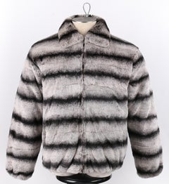 Chinchilla Fur Black & White Fur Zip Front Coat Jacket