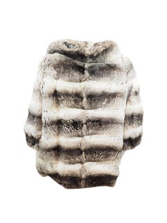 Chinchilla Fur Coat with Rhinestone Buttons
