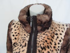 Panthere Print Chinchilla Fur Leather Coat
