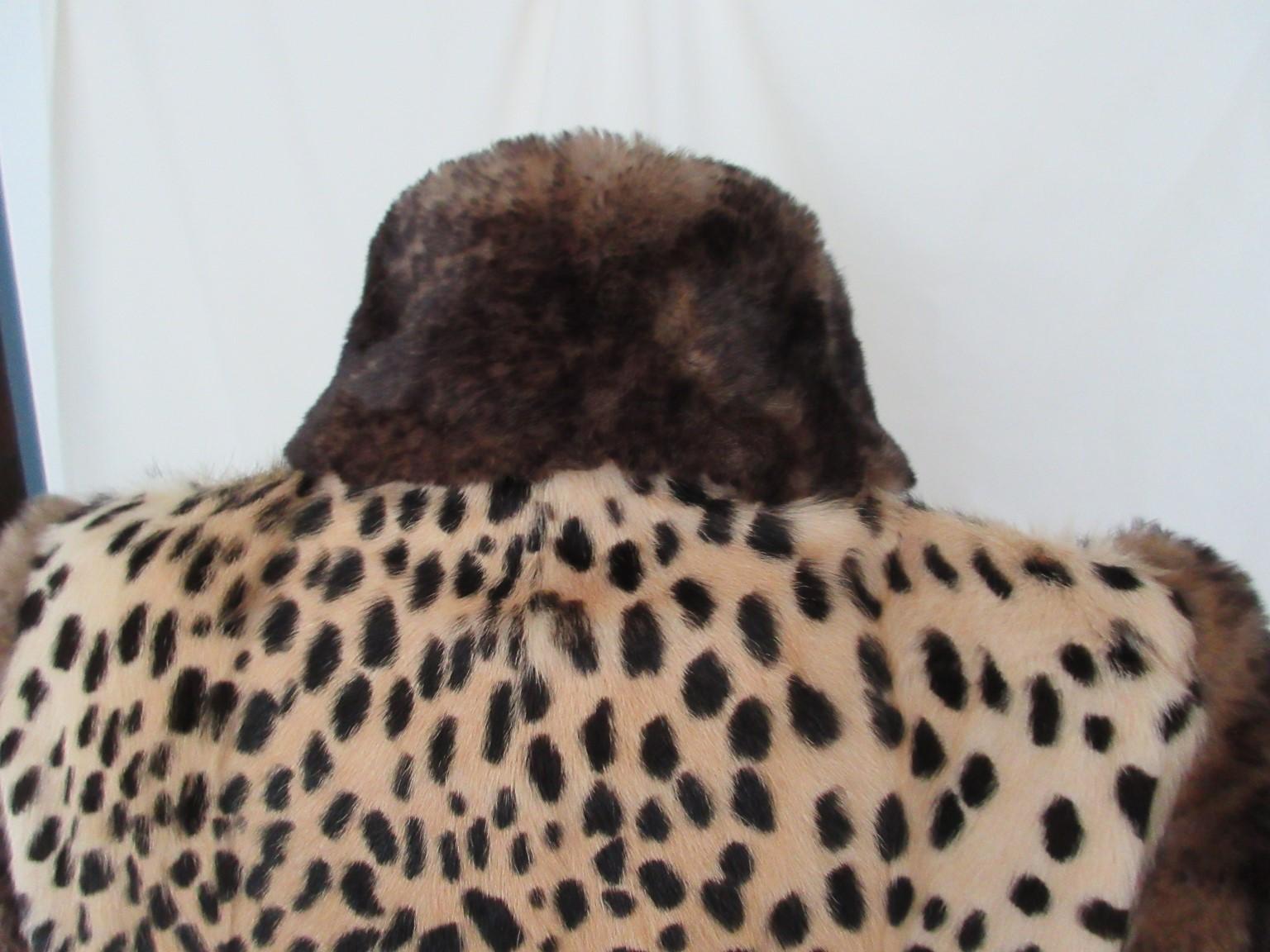 Women's or Men's Leopard Print Chinchilla Fur Leather Coat  For Sale