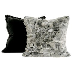 Chinchilla Style Rex Rabbit Fur Pillow