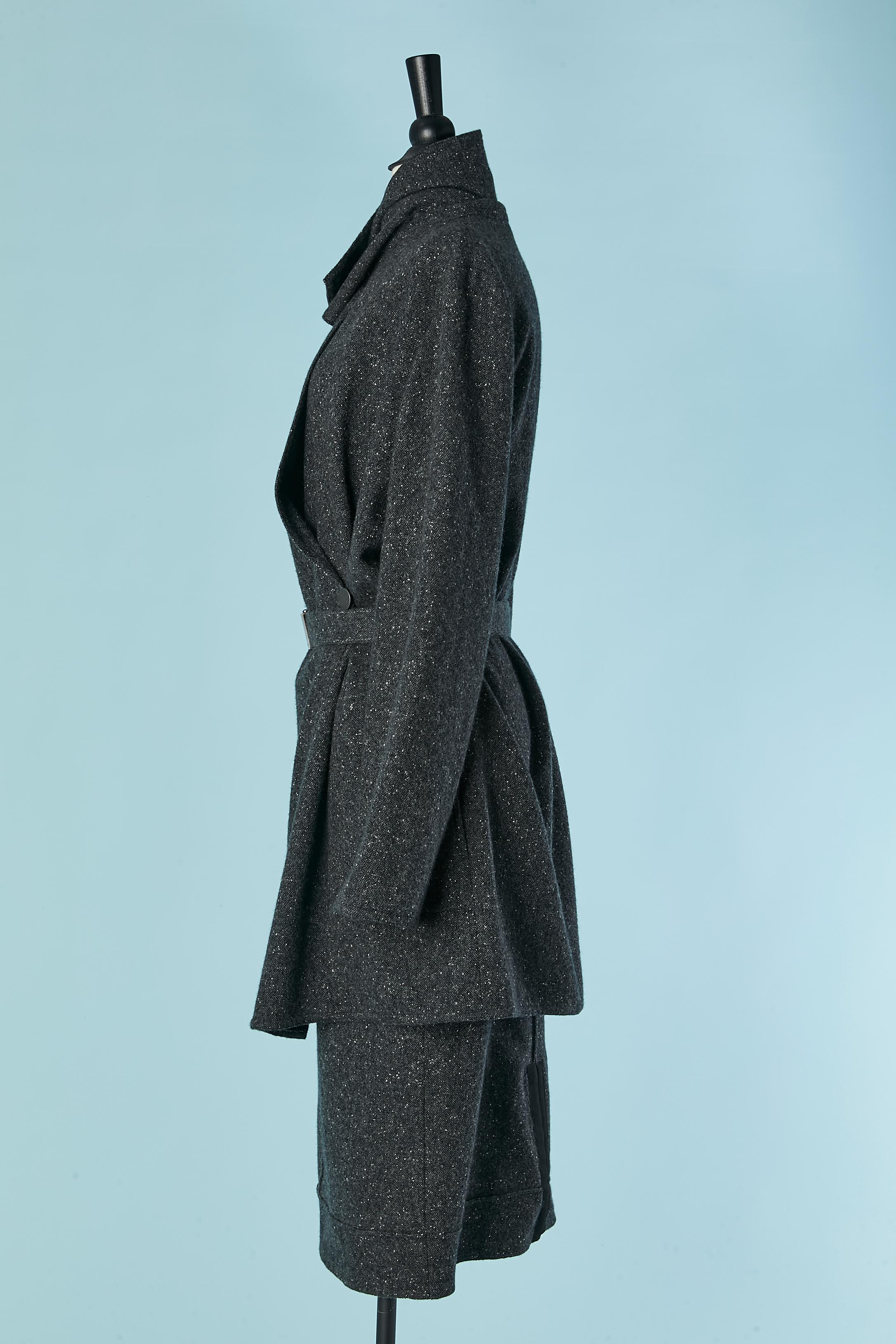 Chiné grey cashmere wrap jacket and skirt ensemble CHANEL For Sale 1