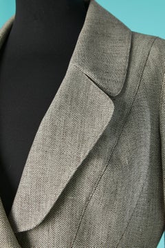 Chiné linen skirt-suit with metallic Star snaps closure Thierry Mugler