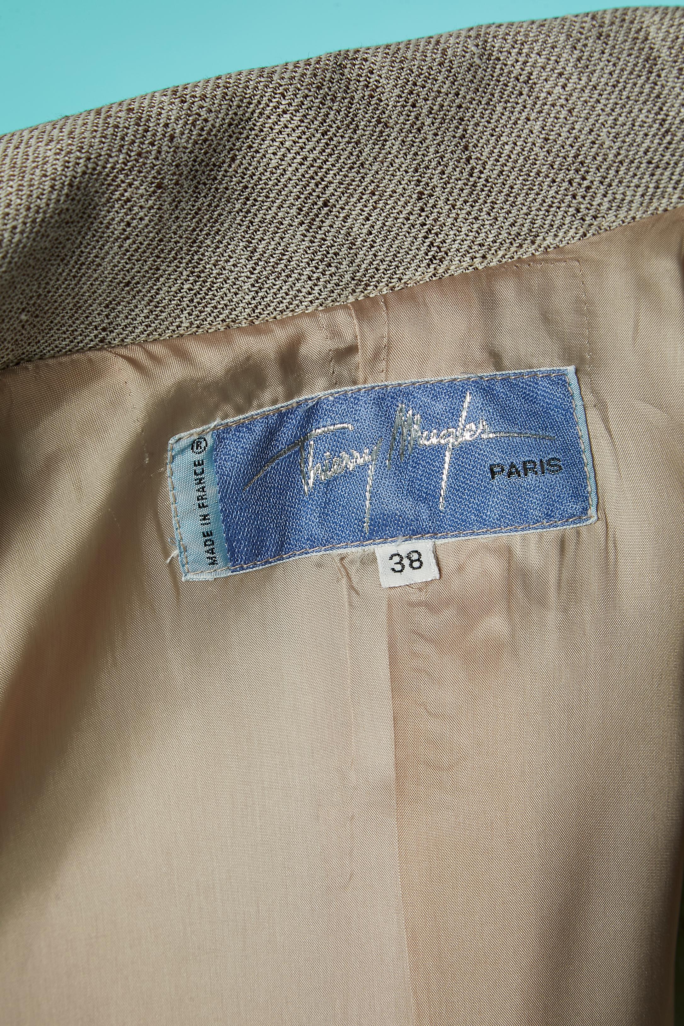 Combinaison jupe en lin chiné, fermeture par boutons-pression étoilés métalliques Thierry Mugler  en vente 4